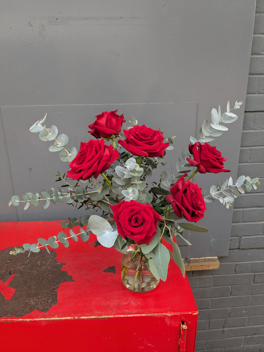 Half Dozen Red Rose Bouquet